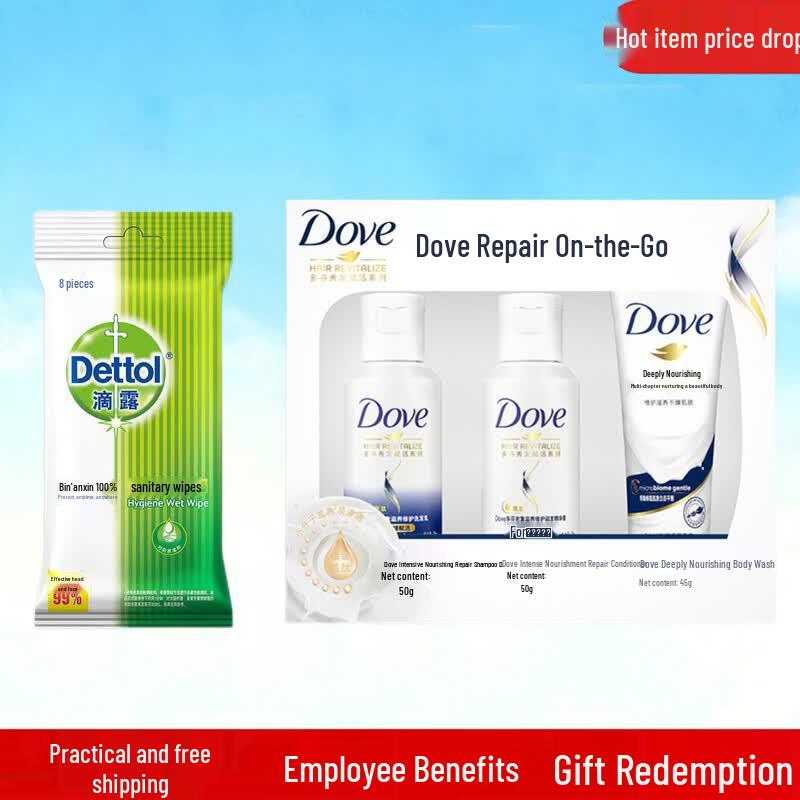 Dettol Wet Wipes & Dove Travel Essentials Bundle