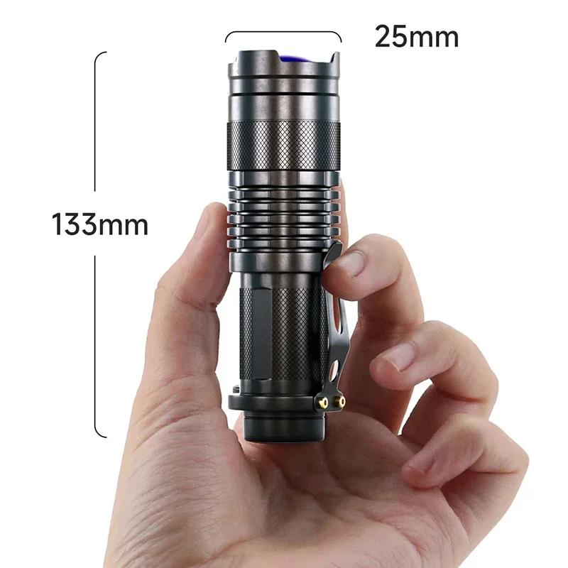 UV LED El Feneri Taşınabilir Siyah Işık 395nm Dalga Boyu Menekşe Işık Pet İdrar Akrep Kadınsı Hijyen Dedektörü Meşale