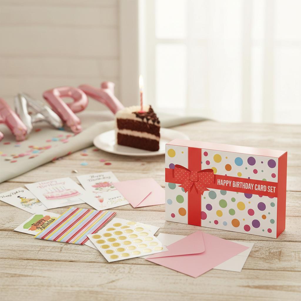 100Pcs Birthday Card Set DIY Envelopes Foldable Greeting Cards for Parties Holidays Weddings
