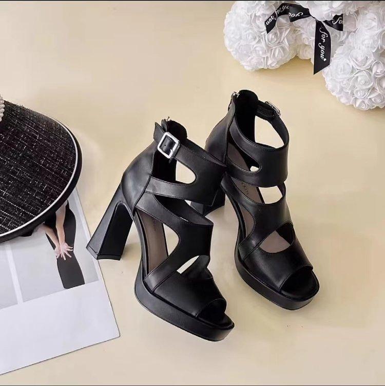 Sommer Neue Vielseitige Mode Offene Zehen High Heel Sandalen Damen Cutout Reißverschluss Plateau Fischmaul Schuhe