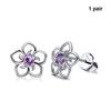 Style Ladies Stud Pair Birthday Girls Unfading Electroplated Ear Earring Silver Shape 1 Gift Flower Copper European