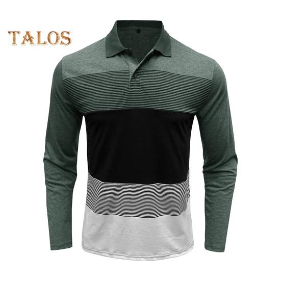 Outono Primavera Homens Top Gola virada para baixo Pulôver Elástico Mangas Compridas Listrado Estampa Comprimento Médio Fitness Negócios Camisa de Uso Diário
