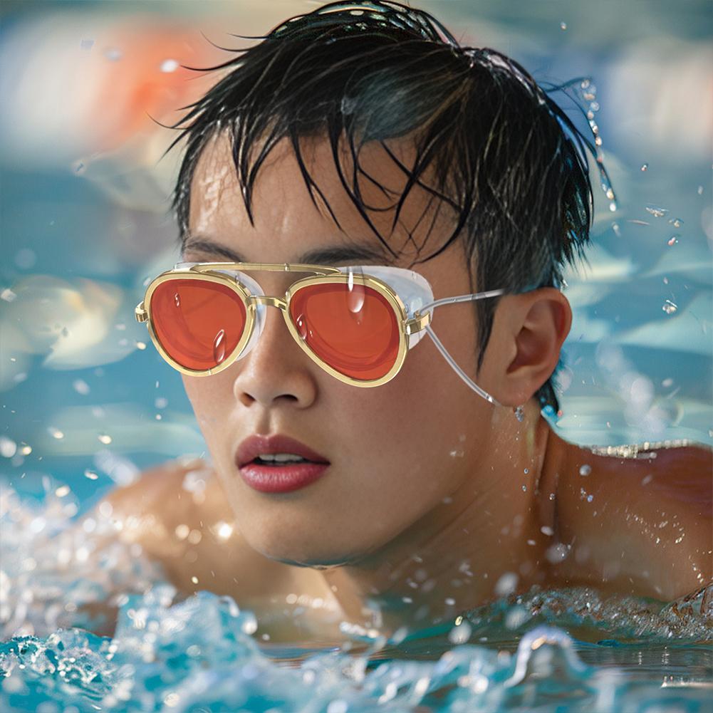 Full-View Swim Goggle Leak Proof Anti-Fog Swimming Goggle Adjustable Retro Swimming Goggles for Swimming Pool Diving Seaside