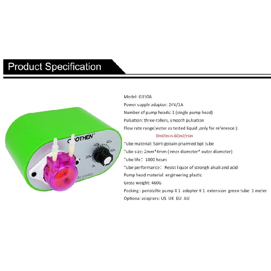 Peristaltic Pump Water Pumping Electric Pump Adjustable flowrate 0~60ml/min