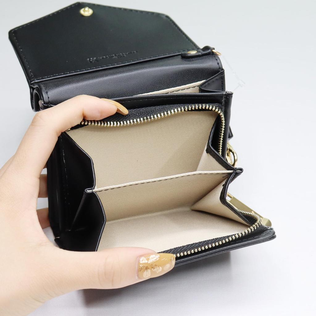 Hiroko Koshino Femme Bifold Easy to with Orange Women's Wallet, Letter-Shaped, Use, Compact, Strap,