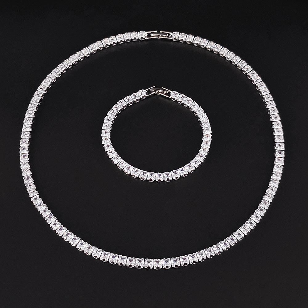 2026 New Trendy white Color bracelet bangle and Necklace Pendant Set for Women Anniversary Gift Jewelry Wholesale s7207-x7330