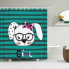 Cartoon Lovely Printed Fabric Shower Curtains Cute Rabbit Animal Bath Screen Waterproof Products Bathroom Decor With Hooks