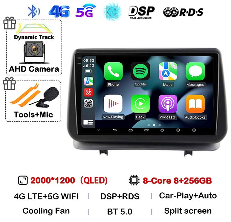 Android 14 Auto Carplay For Renault Clio 3 CLIO 3 2005-2014 WIFI+4G Car Radio Navigation GPS Stereo Video Player 360 Camera DSP
