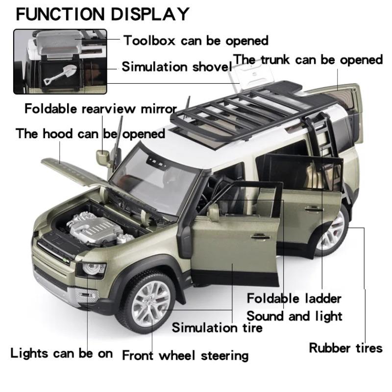 Large 1/18 Scale Land Rover Defender 110 Off Road SUV Alloy Metal Diecast Model Car Computer Desktop Ornament
