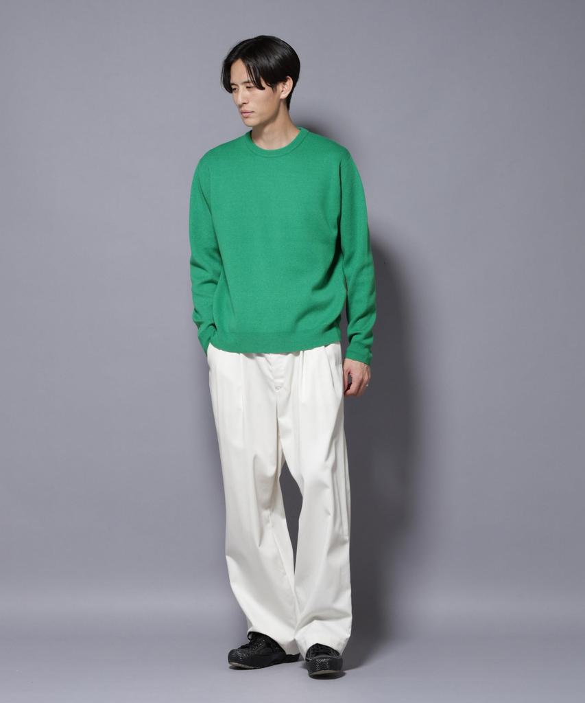 Nano Universe Silk Blend Crew Neck Size Knit, Men's, M, 140, Green, 672-5222227