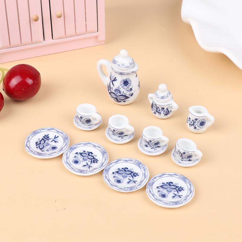 1 Sada 1:12 miniaturních porcelánových keramických čajových šálků domeček pro panenky Nádobí Kuchyňka domeček pro panenky Čajová konvice kutily