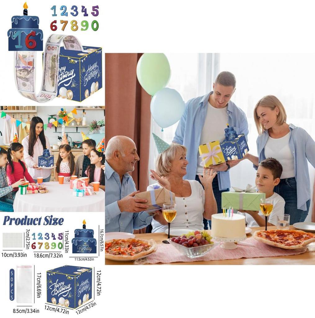 Blue Digital Number Party Birthday Gift Box For Wedding And Festival Event Decor