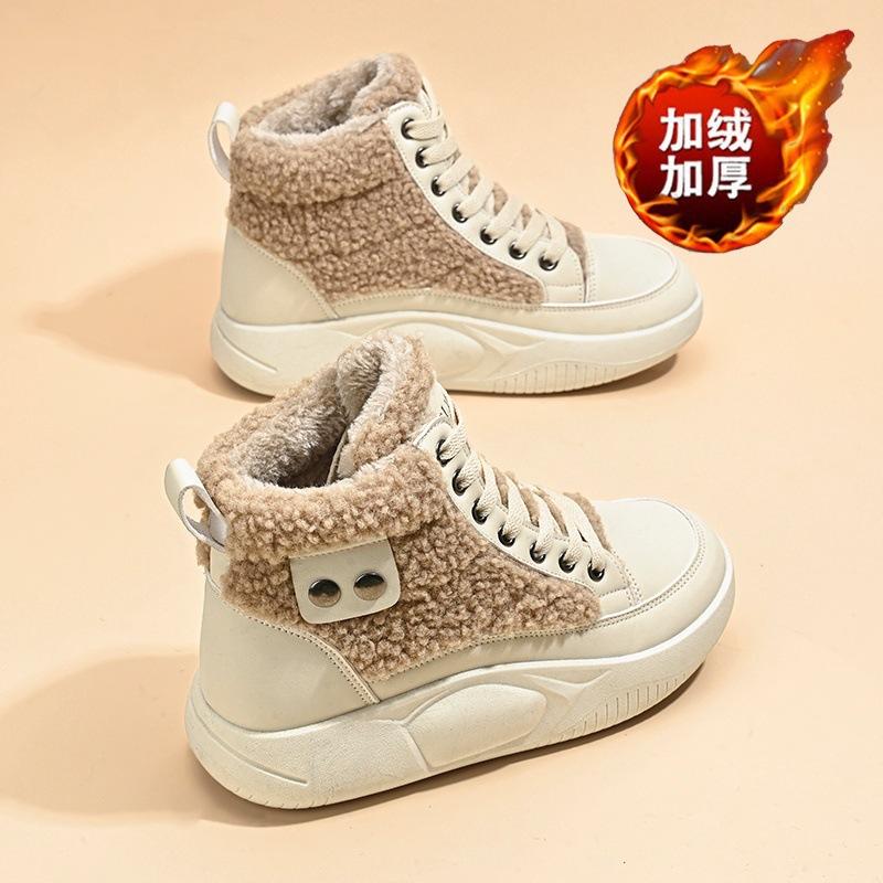 Winter velvet high-top snow boots thick-soled heightening thickened warm cotton shoes sports casual short boots