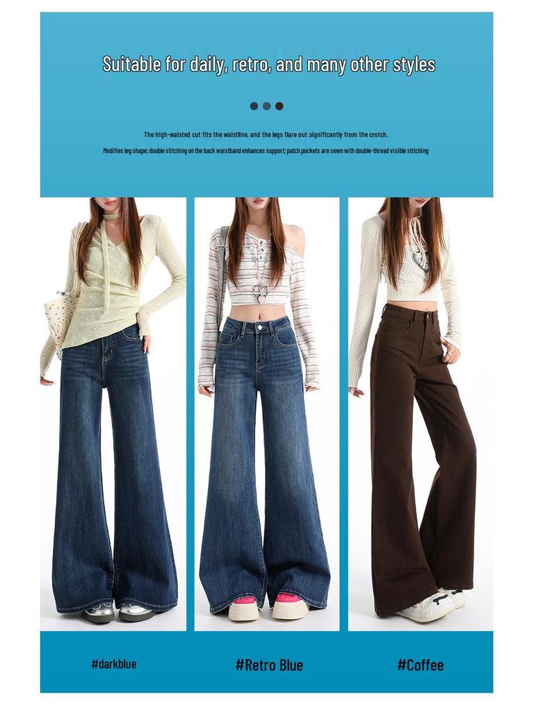 Women's American Retro High-Waist Micro-Flare Jeans - Slimming Style for Spring/Autumn 2026