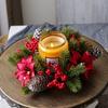 Artificial Berries Pinecone Pine Christmas Wreath Table Home Party Decoration Candlestick Wreaths Xmas Candle Wreath