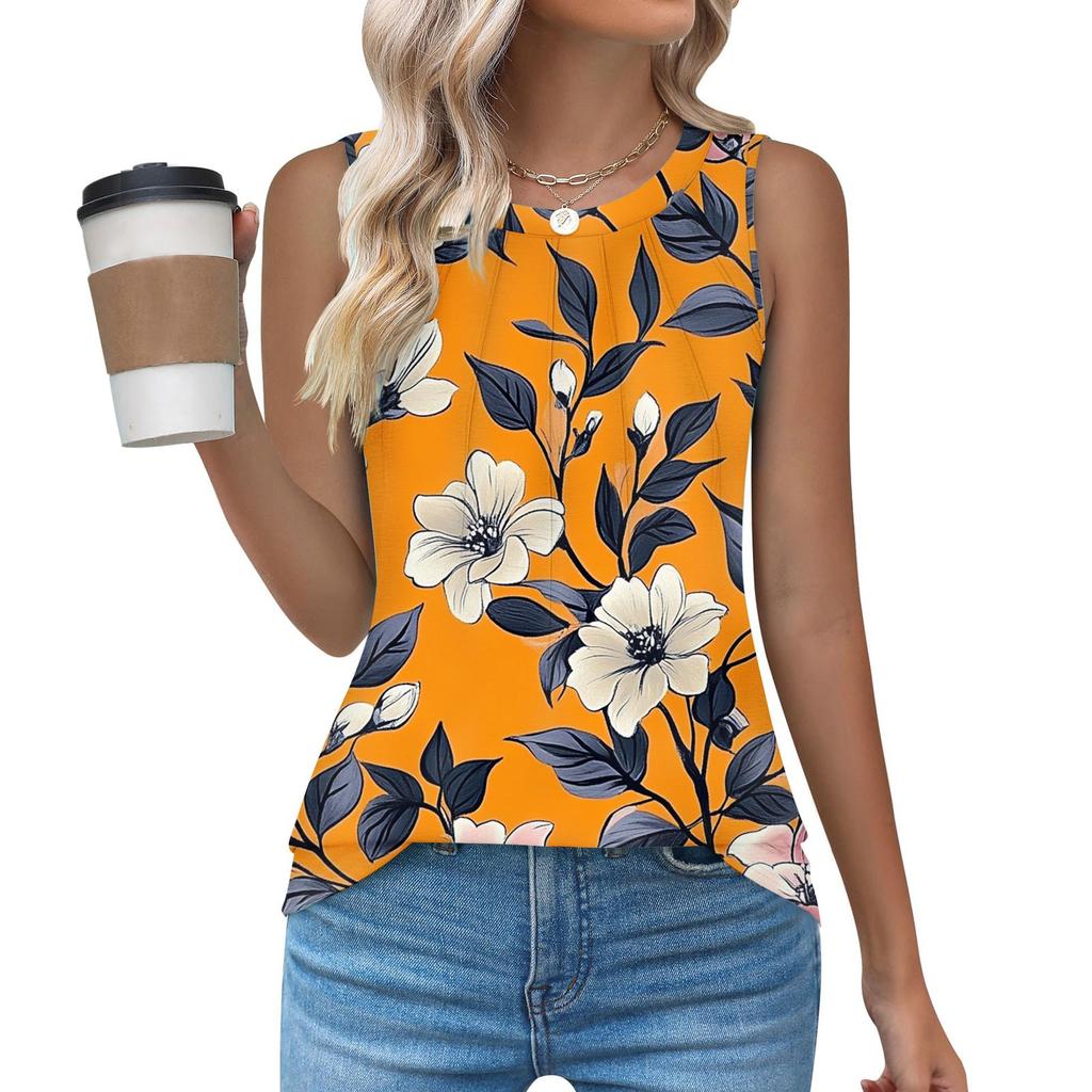 Womens Casual O Neck Loose  Sleeveless Top T-shirt  Summer Tank Tops For Women Tank Camisole Sleeveless Basic Tops