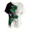 Retro Rose Print Round Neck Short Sleeved T-shirt for Women Breathable Polyester Stretch Comfortable for Everyday
