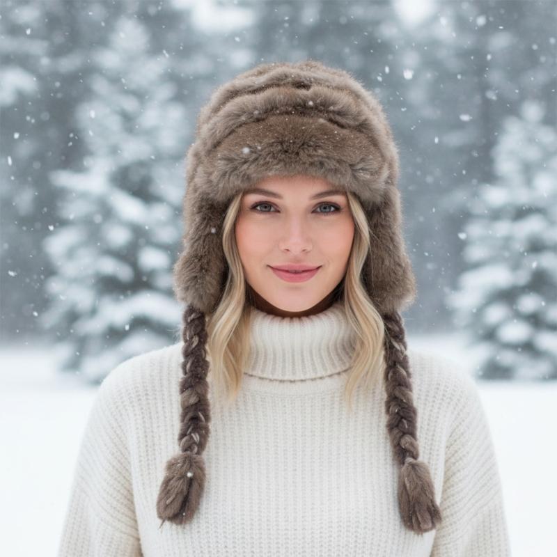 Plush Hat With Ear Warmth And Playfulness Hand Decoration For Winter Outdoor Activity Cold Weather Protection
