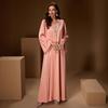 Middle Eastern Women's Fashion: Handmade Rhinestone V-Neck Loose Long Robe Dress