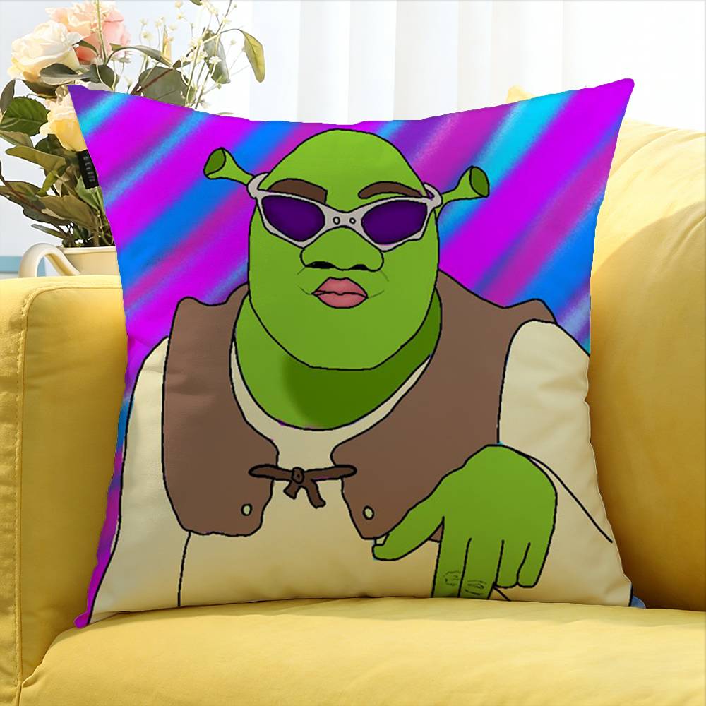 Cartoon S-Shrek Movie Various Sizes Square Pillow Case For Car Home Bedchamber Decor