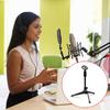Solid Metal Tripod Desktop Microphone Stand With Adjustable Height 22-27cm For Streaming Podcasting And Live Broadcasting