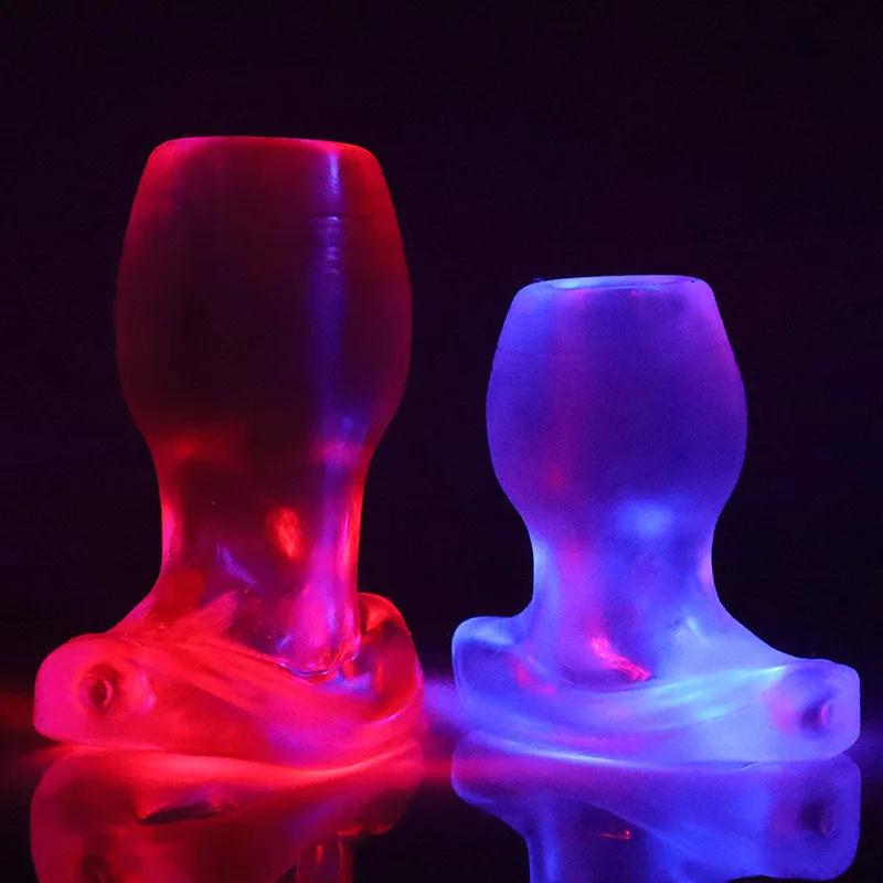 Illuminated Anal Plug Hollow Butt Plug Adult Products for Couple Sex Flirting Prostate Massage Anal Dilator Ass Stimulator Enema