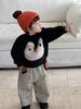 Children's clothing autumn and winter children's clothing baby penguin sweater boys thickened set