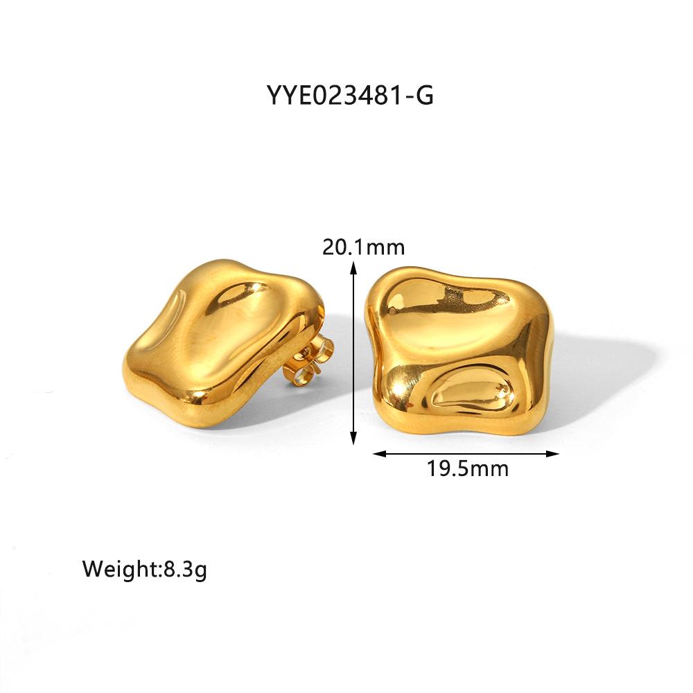 Stainless Steel Geometric Shape Shape Earrings For Women Gold Sliver Color Pierce Ear Stud