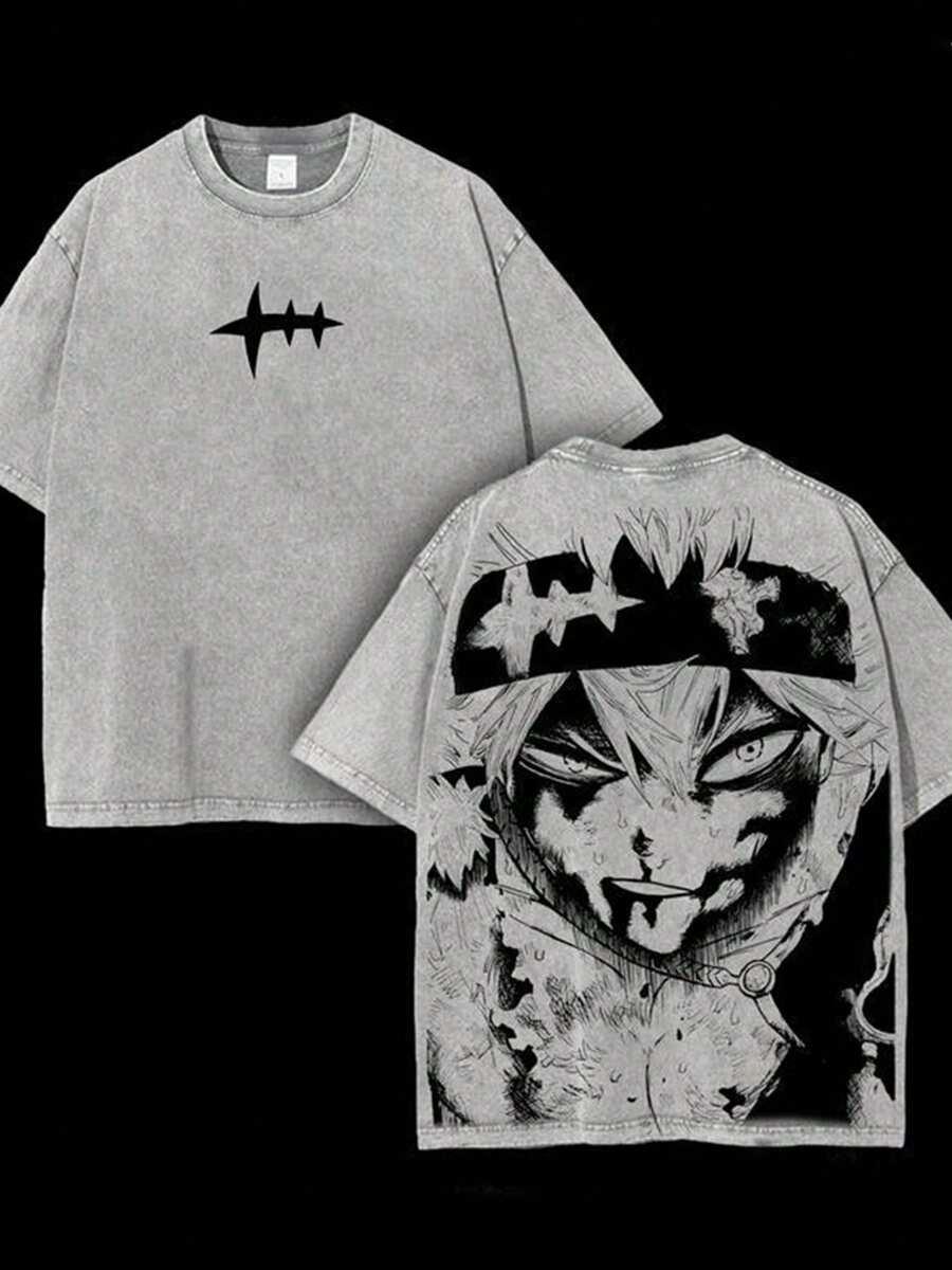 

Asta Printed T Shirt Anime Black Clover Clothing Men Short Sleeve Cotton Tshirts Vintage Oversized Tee Harajuku Washed Tshirt S