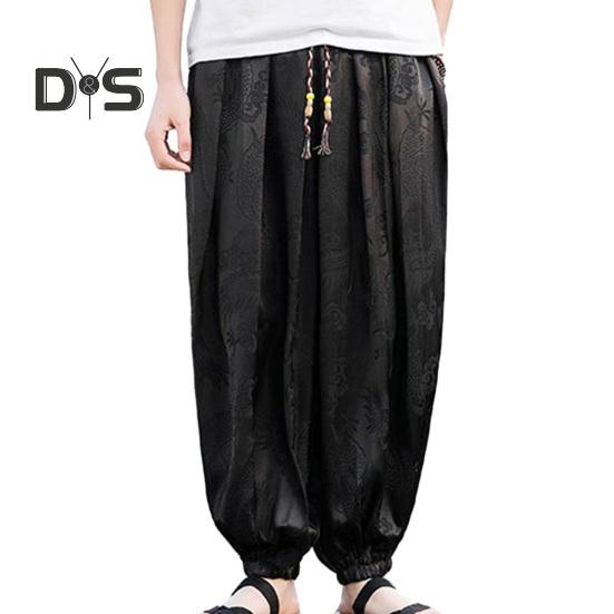 Men Pants Lantern Pants Hippie Boho Baggy Dragon Print Loose Ankle banded Soft Breathable Harem Pants Long Yoga Pants