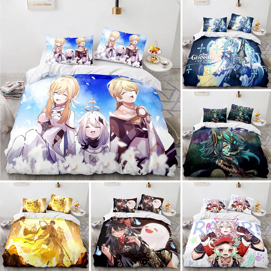 3D Printed Genshin Impact Bedding Set Anime Game XIAO Duvet Cover Double Twin Full Queen King Adult Kids Bedclothes Quilt Cover
