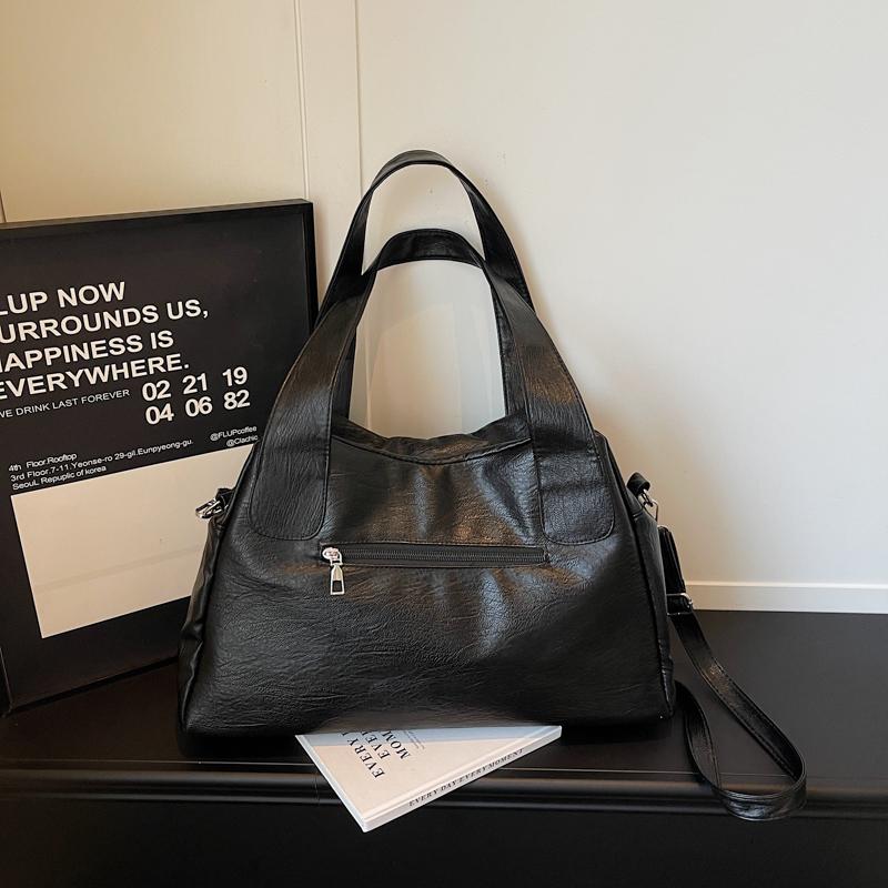 Women's Shoulder Bag Solid Color Large Capacity Travel Commuter Tote Bag