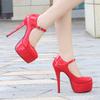 2026 Estate Nuove Europee Punta Tonda Bocca Bassa Una Cinturino Piattaforma Tacco Sottile Super Modella Scarpe con Tacco da Donna WZ-B14-2
