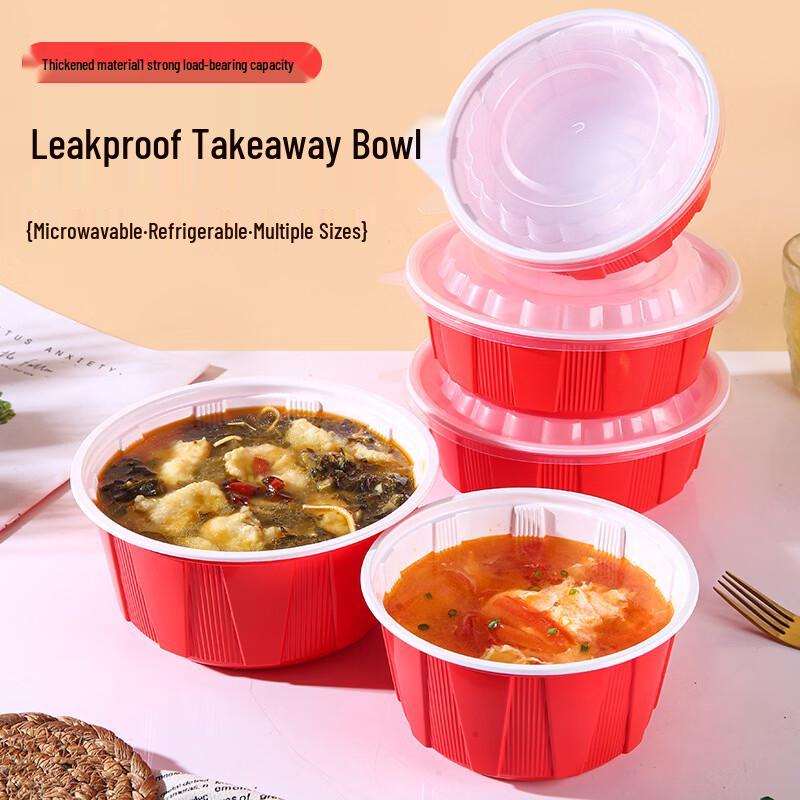 Disposable Red Food Containers with Lids