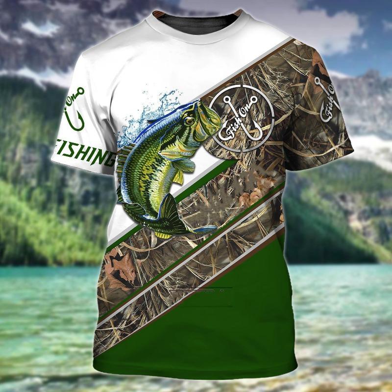 Men's Summer Casual Sports Fishing Clothes Comfortable 3D Printed T-shirt- Soft Medium Stretch Polyester Fabric Summer Mens Relaxed Fit Clothing