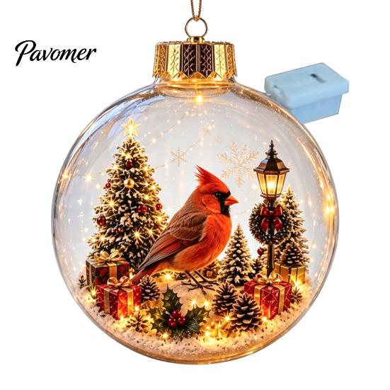 Weihnachtsbaumschmuck Story Ornament, 8 cm Kugel-Hängedekoration mit Mini-Feiertagsszene, Bruchfeste Kugeln im Inneren, Klarer Kunststoff-Weihnachtsanhänger