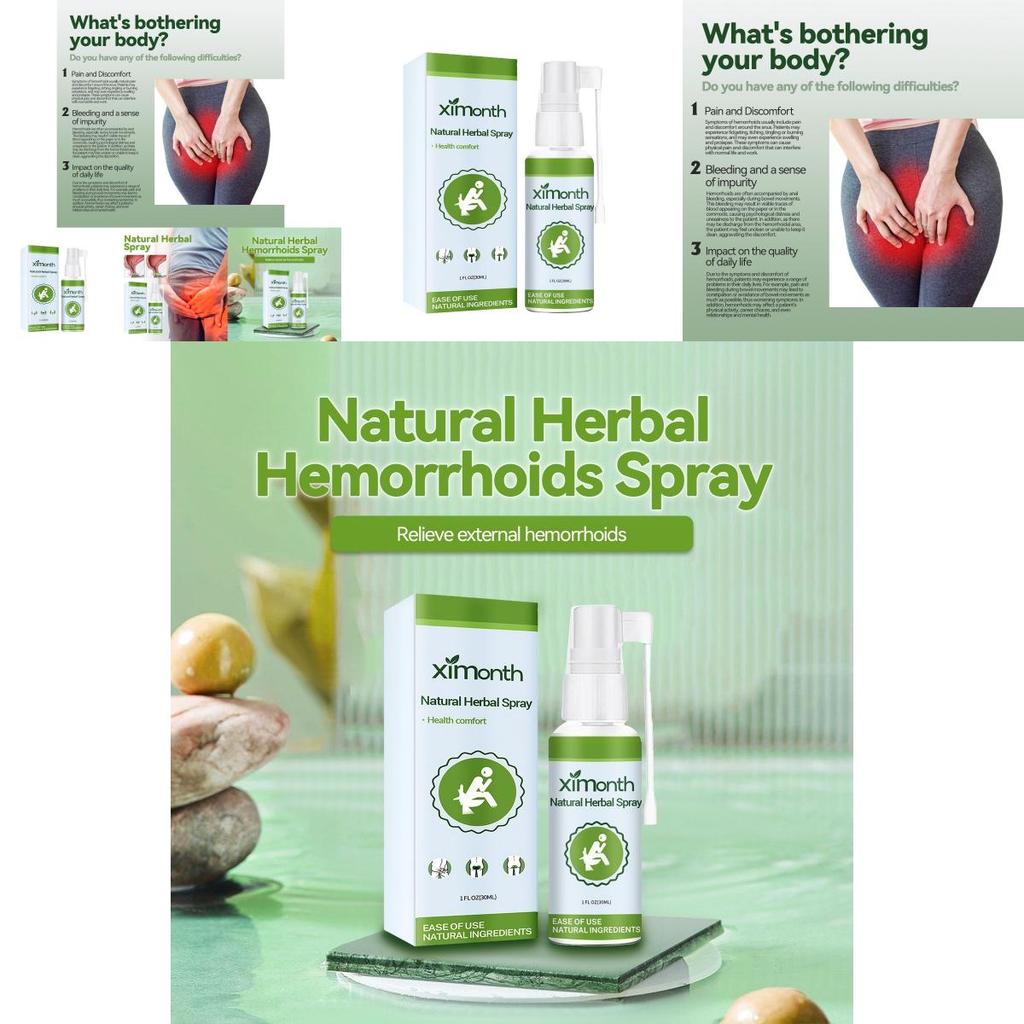 Ximonth Naturalny ziołowy spray na hemoroidy łagodzący swędzenie i dyskomfort 30 ml