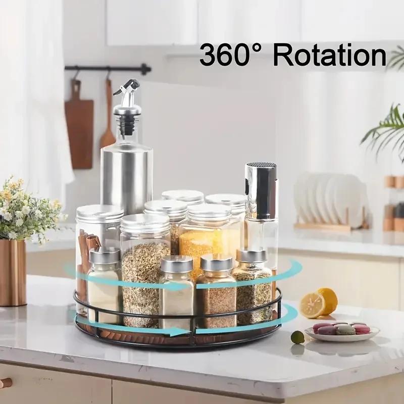 360 Degree Rotating Lazy  Turntable Versatile Rotating Storage Rack Round Wooden for Home Kitchen Pantry