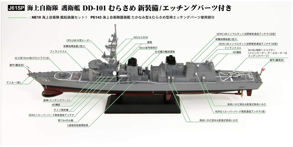 Pit Road 1/700 Skywave Series JMSDF DD-101 Murasame Destroyer with New Equipment and Etched Parts, Plastic Model J61SP