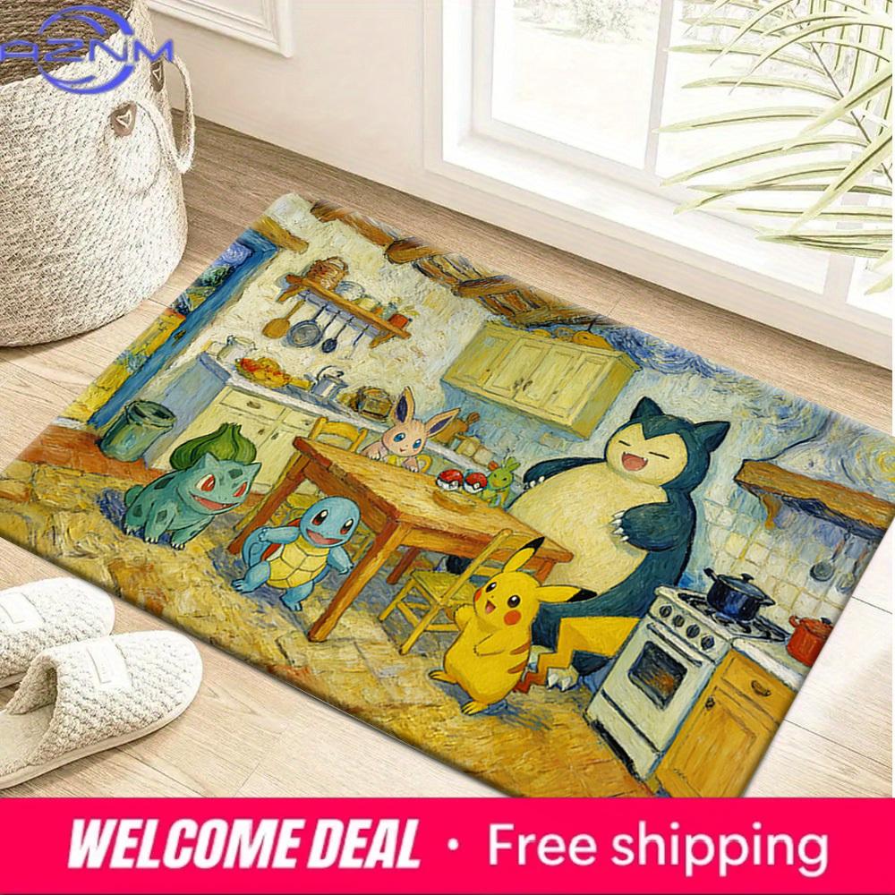Pokemon Snorlax Pikachu and Friends Kitchen Print Non-Slip Doormat Soft Floor Mat 40x60cm