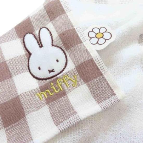 Marimo Craft Miffy Strawberry Chocolate Gauze Gingham W25 x & Towel, Brown, H25cm, DBM-2133