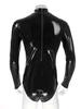 Men's PVC Leather Long Sleeve Leotard Latex Bodysuit Zipper Catsuit Clubwear