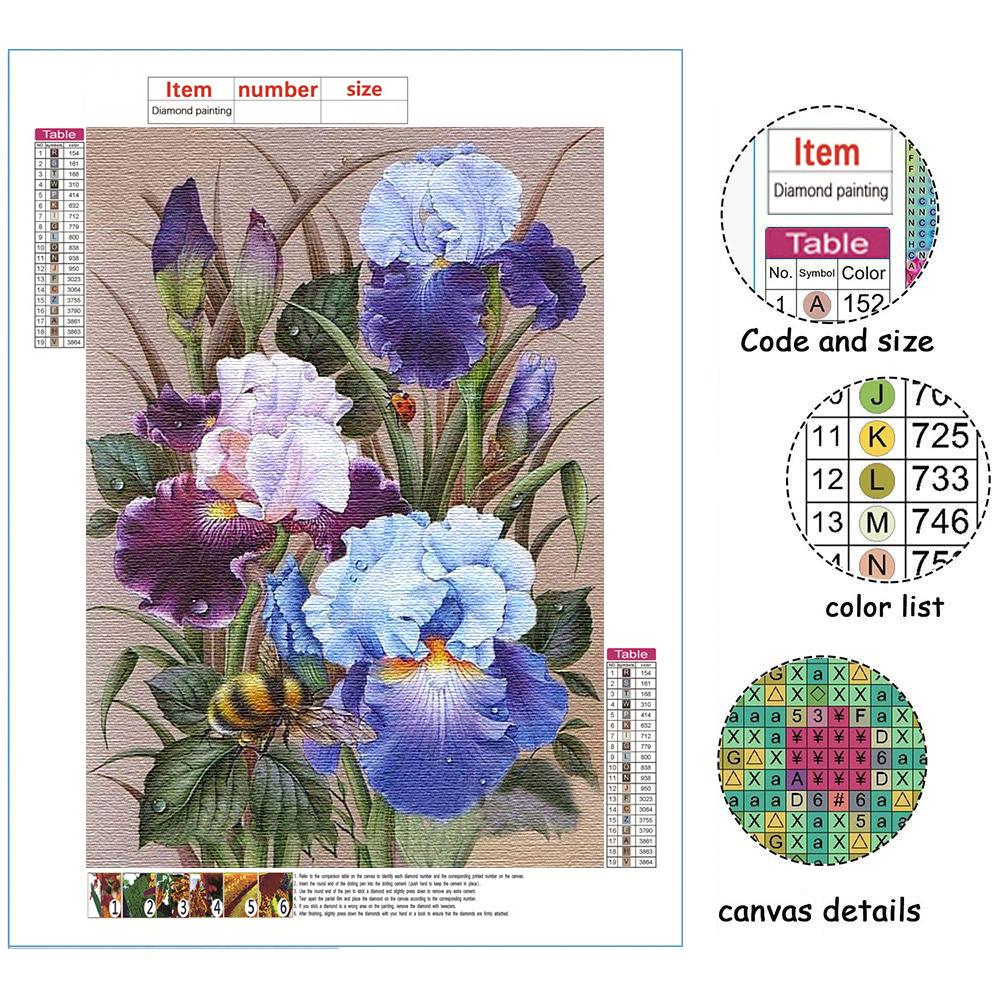 5D-diy-diamantmaleri Blomsterplante Korsstingsett Fullt diamantbroderi Mosaikkkunst Bilde av Rhinestones Dekor Gave