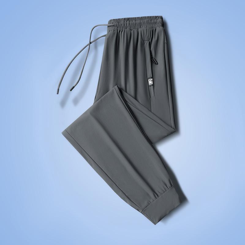 

Летние брюки Ice Silk больших размеров, мужские спортивные брюки, высокоэластичные, быстросохнущие, повседневные брюки, прямые, дышащие, с кондиционером, для активного отдыха L