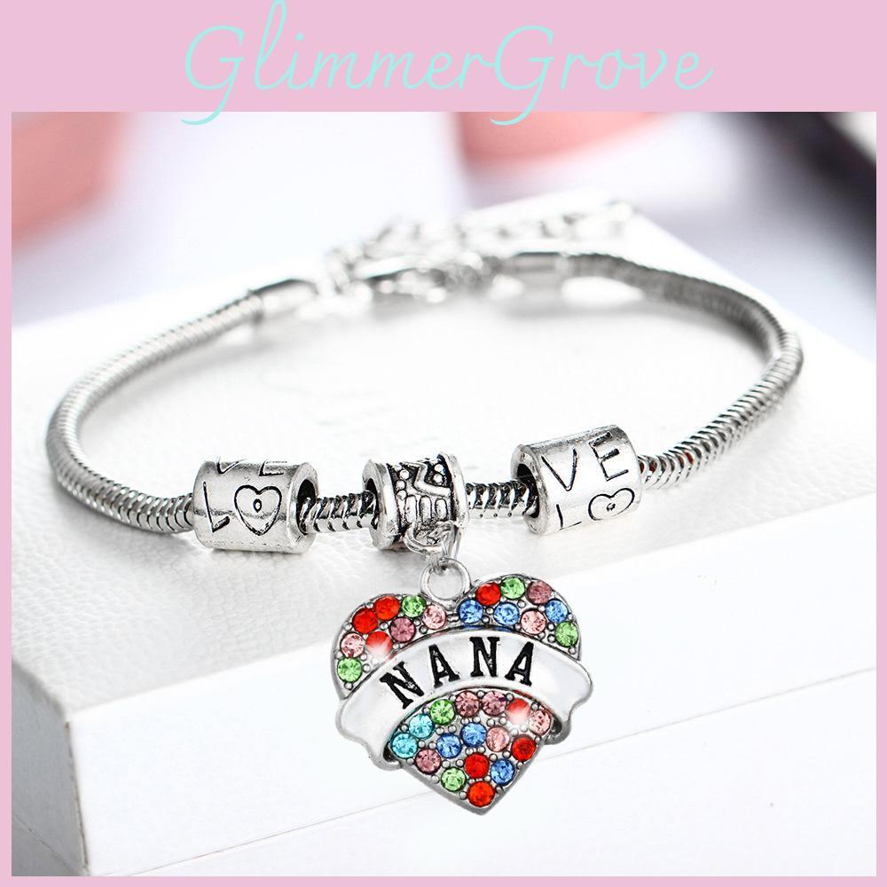 Exquisite Family Members Inlaid Colorful Rhinestone Love Heart Bracelet Gift For Loved Ones