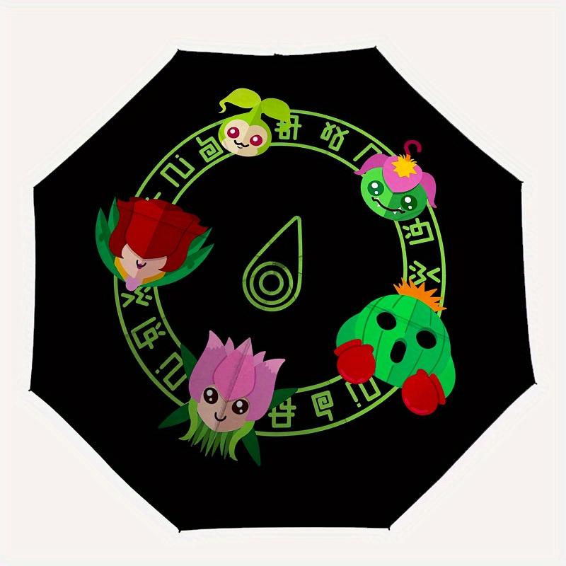 1pc Green Circle Characters Umbrella with Plastic Handle,Suitable for All Seasons Home Travel Outdoor UmbrellaM1165