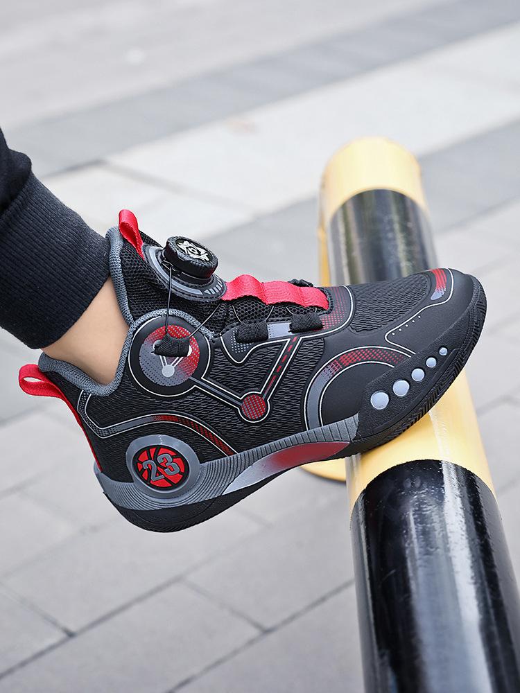 Summer breathable basketball professional actual student sneakers rotating button raw sneakers