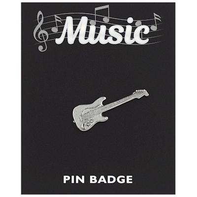 [Q3886] - Silver 'Music' Pin Brooch (electric Guitar) - 35x10 Mm