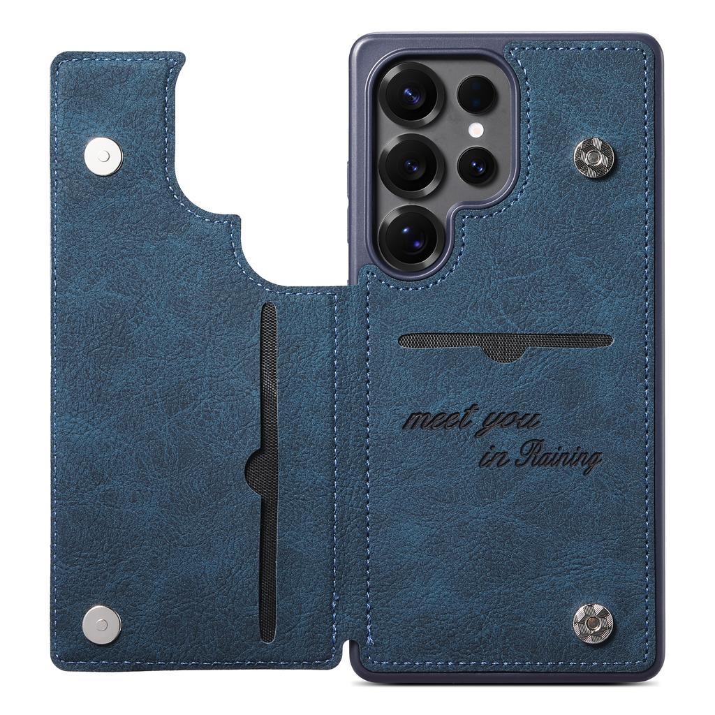 Capa de Celular de Couro Estilo Retro Slim Magnética com Slots para Cartão para Samsung Galaxy S25 S24 FE S23 S22 S21 Ultra A56 A55 A36 A35
