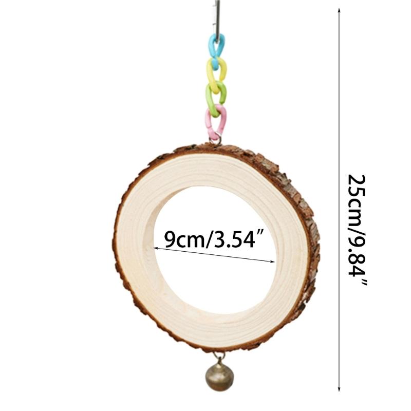 Parrots Toy Hammock Swing Toy Swing Standing Training Supplies Toy Wood Hammock with Colorful Link Toy